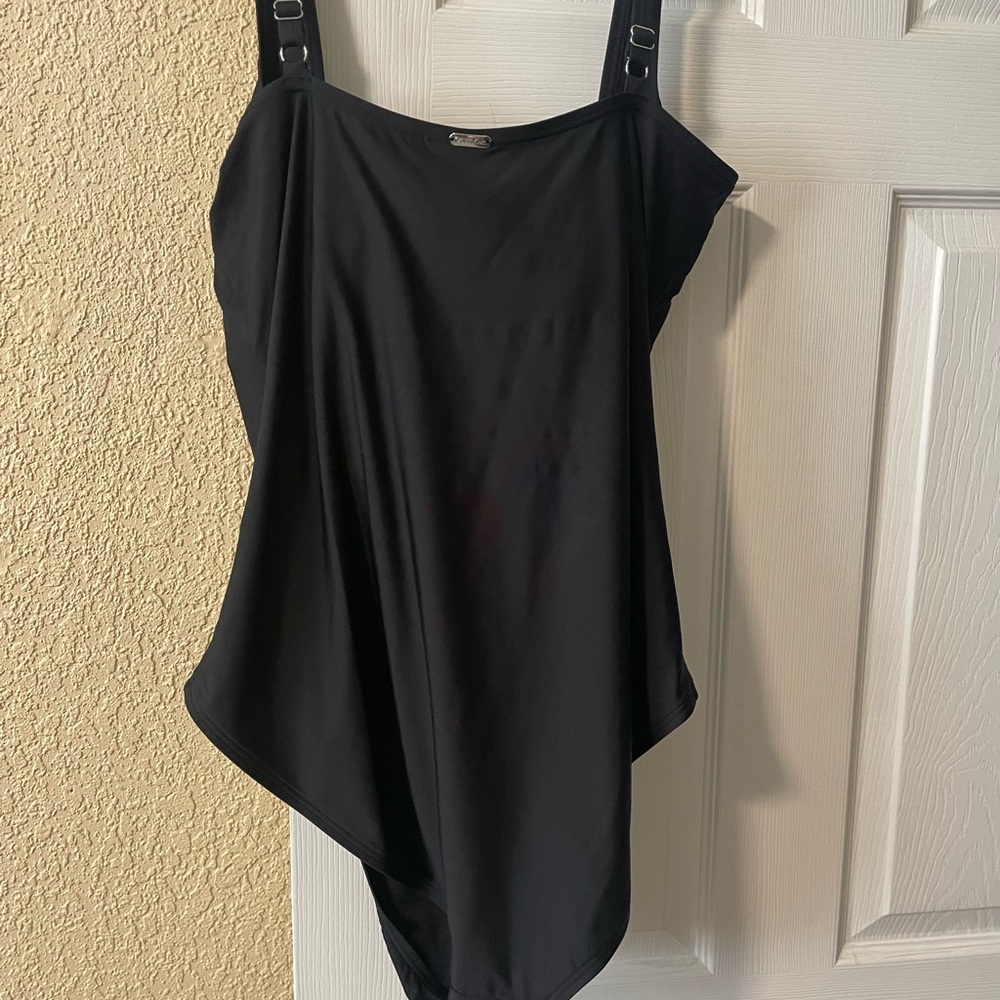 New Calvin Klein Black Ribbed One-Piece Swimsuit reg price $80 sz 18 - Picture 8 of 8